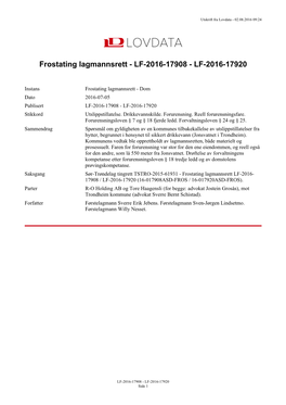 Frostating Lagmannsrett - LF-2016-17908 - LF-2016-17920