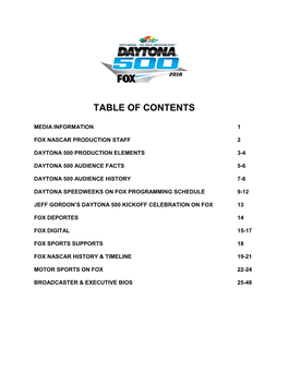 Table of Contents