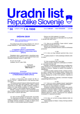 Uradni List Republike Slovenije Internet: E-Mail: Info@Uradni-List.Si Št