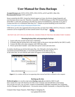 User Manual for Data Backups