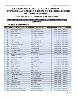 H.E.J. Research Institute of Chemistry (ICCBS) H.E.J