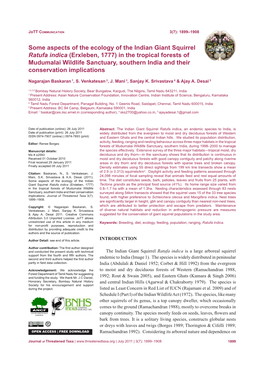 Some Aspects of the Ecology of the Indian Giant Squirrel Ratufa Indica