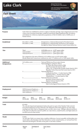 Lake Clark Fact Sheet