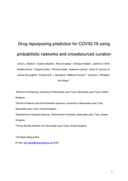 Drug Repurposing Prediction for COVID-19 Using Probabilistic