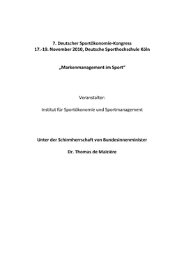 „Markenmanagement Im Sport“ Veran