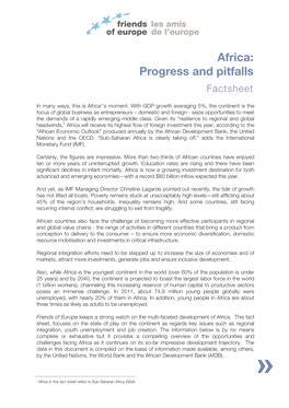 Africa: Progress and Pitfalls Factsheet