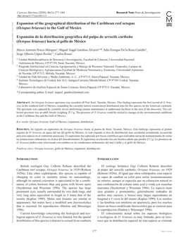 Expansion of the Geographical Distribution of the Caribbean Reef Octopus (Octopus Briareus) to the Gulf of Mexico