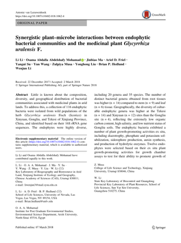 Synergistic Plant–Microbe Interactions Between Endophytic Bacterial Communities and the Medicinal Plant Glycyrrhiza Uralensis F