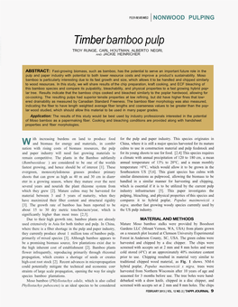 Timber Bamboo Pulp TROY RUNGE, CARL HOUTMAN, ALBERTO NEGRI, and JACKIE HEINRICHER