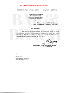 D;;,GJ7,#L'f (Rajinder Kashyap) Joint Secretary to the Government of India Tele: 2338 3037