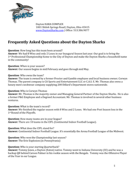 Frequently Asked Questions About the Dayton Sharks