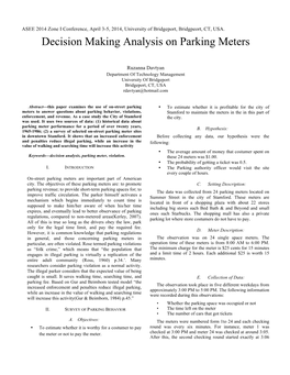 Decision Making Analysis on Parking Meters Ruzanna Davtyan University