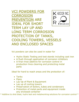 VCI Powder Corrosion Inhibitors