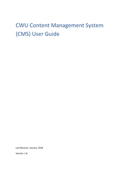 CWU Content Management System (CMS) User Guide