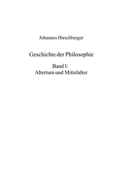 Geschichte Der Philosophie Band I: Altertum Und Mittelalter