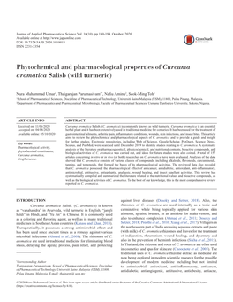 Phytochemical and Pharmacological Properties of Curcuma Aromatica Salisb (Wild Turmeric)