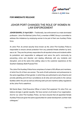 Johor Port Changes the Role of Women in Law Enforcement