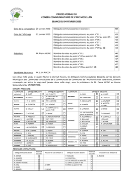 Proces Verbal Du Conseil Communautaire De L'arc Mosellan