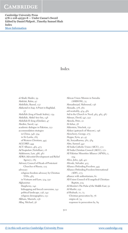 Cambridge University Press 978-1-108-42530-8 — Under Caesar's Sword Edited by Daniel Philpott , Timothy Samuel Shah Index More Information