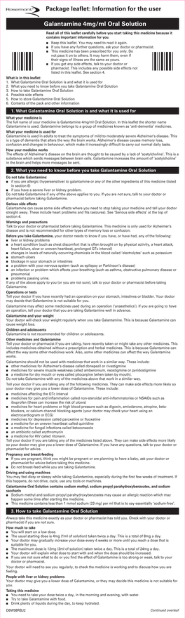 Galantamine 4Mg/Ml Oral Solution Package Leaflet