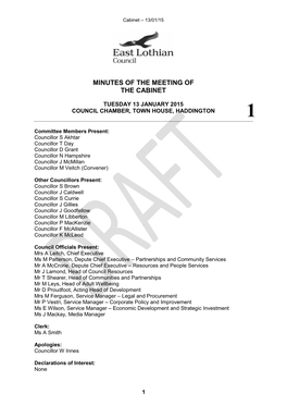 Minutes of the Meeting of the Cabinet