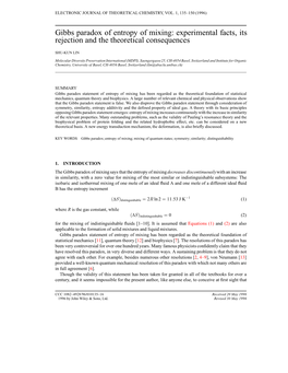 Gibbs Paradox of Entropy of Mixing: Experimental Facts, Its Rejection and the Theoretical Consequences