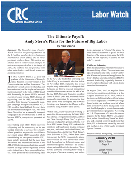 Andy Stern's Plans for the Future of Big Labor