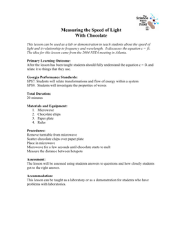 Measure the Speed of Light with Chocolate and a Microwave