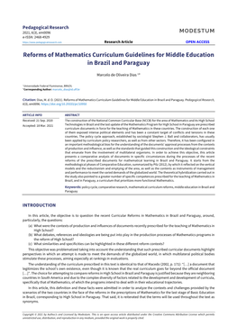 Reforms of Mathematics Curriculum Guidelines for Middle Education in Brazil and Paraguay