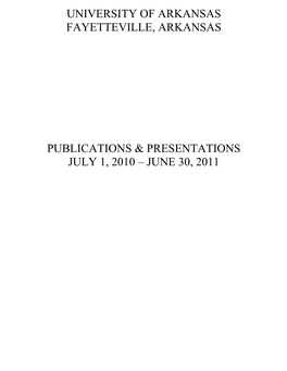 Faculty Publications and Presentations 2010-11