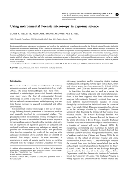 Using Environmental Forensic Microscopy in Exposure Science