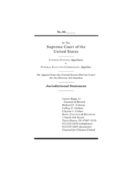 Jurisdictional Statement of Citizens United