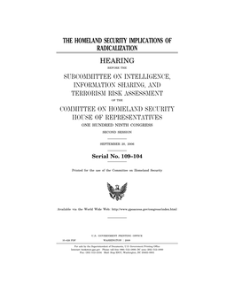 Homeland Security Implications of Radicalization