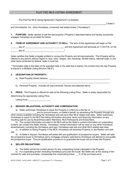 Flat Fee Mls Listing Agreement