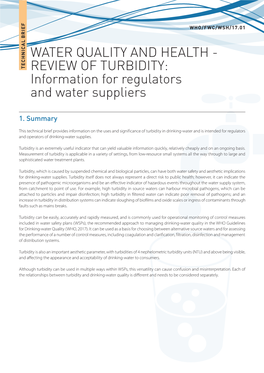 REVIEW of TURBIDITY: Information for Regulators and Water Suppliers