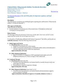 (Jublia), Tavaborole (Kerydin) Reference Number: CP.CPA.54 Effective Date: 11.16.16 Last Review Date: 11.17 Revision Log Line of Business: Medicaid – Medi-Cal