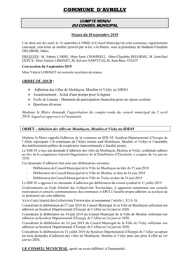 Compte Rendu Du Conseil Municipal