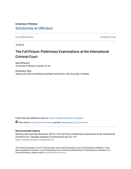 Preliminary Examinations at the International Criminal Court