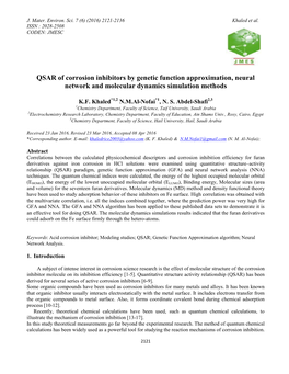 QSAR of Corrosion Inhibitors by Genetic Function Approximation, Neural Network and Molecular Dynamics Simulation Methods