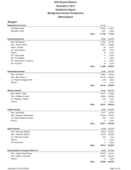 Subdivision Report Montgomery County, Pennsylvania Official Report