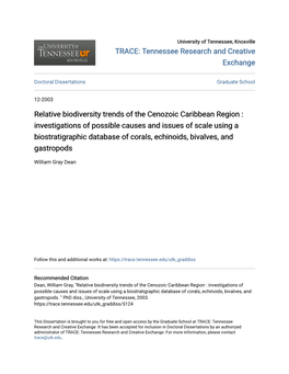 Relative Biodiversity Trends of the Cenozoic Caribbean Region