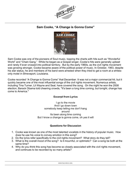 Sam Cooke, “A Change Is Gonna Come”