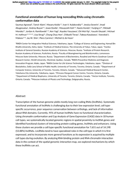 Functional Annotation of Human Long Noncoding Rnas Using Chromatin