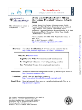 Macrophage DUSP3 Genetic Deletion Confers M2-Like