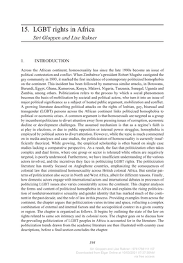15. LGBT Rights in Africa Siri Gloppen and Lise Rakner
