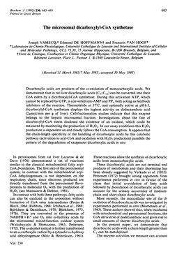 The Microsomal Dicarboxylyl-Coa Synthetase