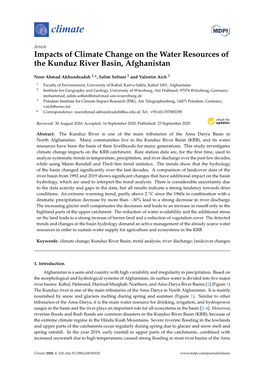 Impacts of Climate Change on the Water Resources of the Kunduz River Basin, Afghanistan