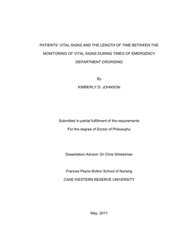 Patients‟ Vital Signs and the Length of Time Between The