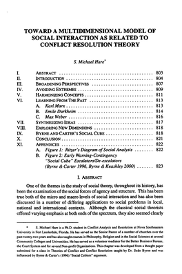 Toward a Multidimensional Model of Social Interaction As Related to Conflict Resolution Theory