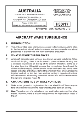 Aircraft Wake Turbulence